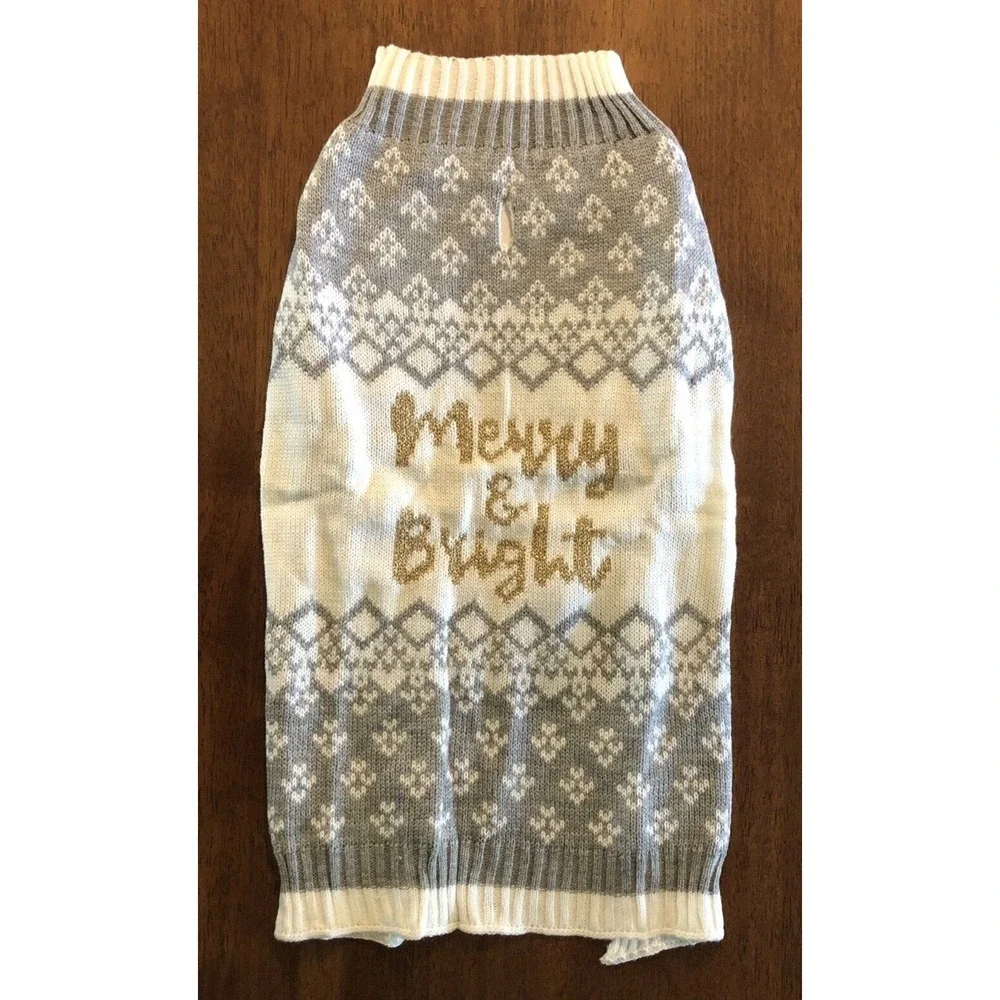Vibrant Life Dog Pet Holiday Merry & Bright Christmas Sweater Medium 20-50‎ LB